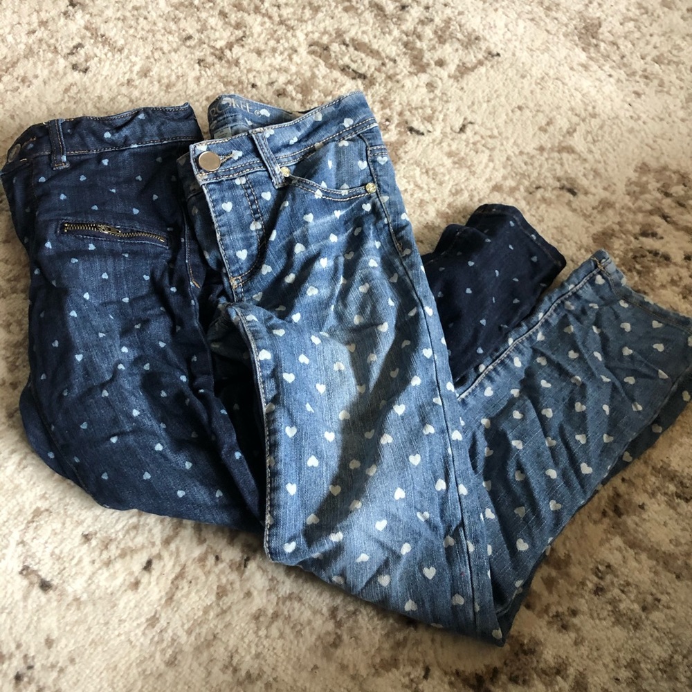 2 pairs of heart dot jeans